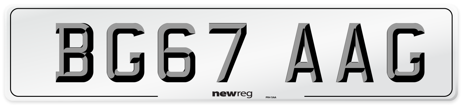 BG67 AAG Number Plate from New Reg